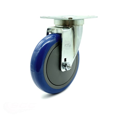Service Caster Universal Kitchen Caster - 5" Blue Poly Wheel - Swivel SCC-20S514-PPUB-BLUE-TPU1